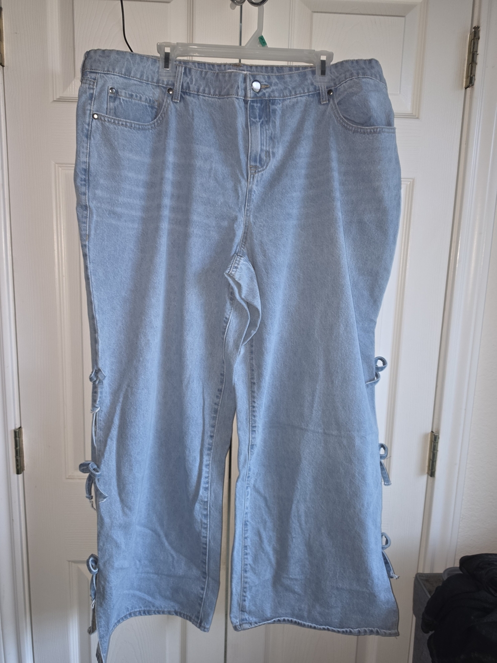 Lovesick Light Blue Side-Tie Wide Leg Jeans